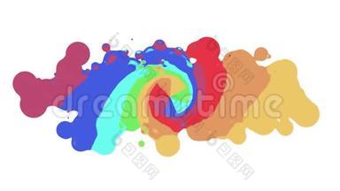 彩虹螺旋彩色飞溅，蔓延，动荡的移动抽象绘画，动画背景，新的独特