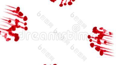 红色墨水在白色背景上注入水。 三维动画与卢马哑光作为阿尔法通道在缓慢运动。 使用墨水