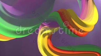 软色3D曲线彩虹棉花糖绳糖果无缝环抽象形状动画背景<strong>新品</strong>质