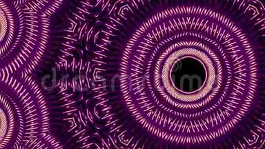色彩艳丽的紫色金属链万花筒无缝环图案动画抽象背景新品质民族