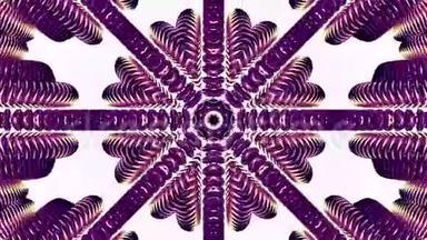 色彩艳丽的紫色金属链万花筒无缝环图案动画抽象背景<strong>新品</strong>质民族