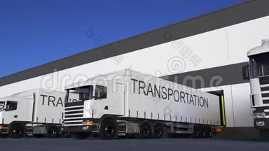 带有拖车装卸标题的货运半卡车