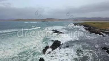 爱尔兰多尼格尔邦的卡斯赫尔戈兰海滩和<strong>获奖</strong>的纳林海滩的鸟瞰图
