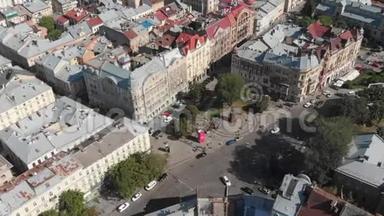 空中屋顶和街道<strong>旧城</strong>利沃夫，乌克兰。 <strong>旧城</strong>的中心部分。
