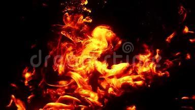 火焰运动爆炸火花红黄色火焰流动