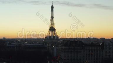 <strong>埃菲尔铁塔</strong>：站在美丽的巴黎上空，<strong>法国</strong>展示<strong>埃菲尔铁塔</strong>，在史诗般的夕阳下，带着令人惊叹的天空游览<strong>埃菲尔铁塔</strong>