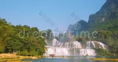美丽的瀑布。 班乔克瀑布或<strong>德天</strong>瀑布是中国边境曹邦和大新县的地标