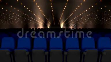 电影院<strong>座位</strong>与黑色和金色灯光视频