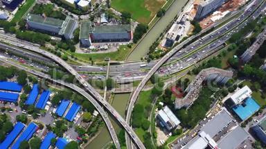 郑州市区一个巨大的天桥、路口、路口、道路、桥梁等网络全景