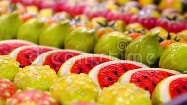 意大利西西里卡拉布里亚阿普利亚的玛吉潘糖果糕点水果西瓜形状