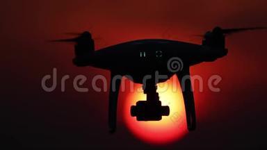 无人机剪影，橙色日落，50fps，四个视频场景
