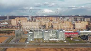 俄罗斯莫斯科主要传染病医院叫科穆纳卡相机左移鸟瞰